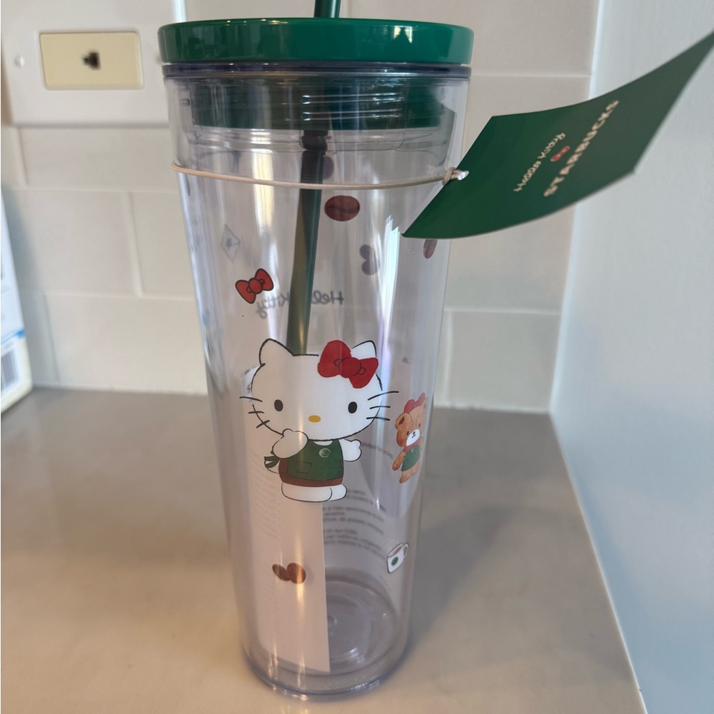 Starbucks Hello Kitty Clear Tumbler with Green Lid